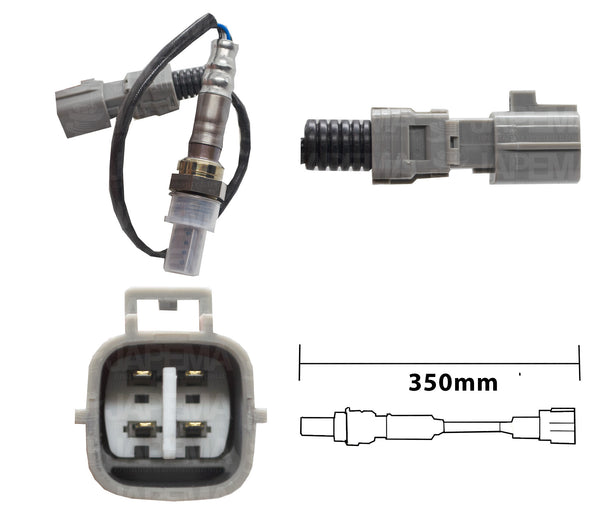 SKU11038 SENSOR DE OXIGENO DESPUES DEL CATALIZADOR 4 TERMINALES 350MM MARCA JAPEMA