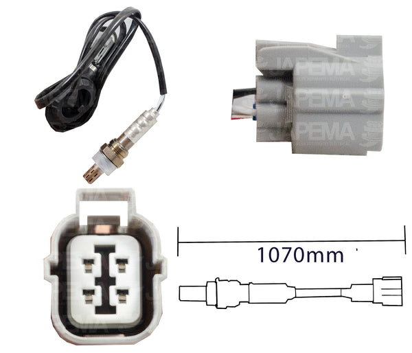 SKU12196 SENSOR DE OXIGENO DESPUES DEL CATALIZADOR 4 TERMINALES 1,070MM MARCA JAPEMA