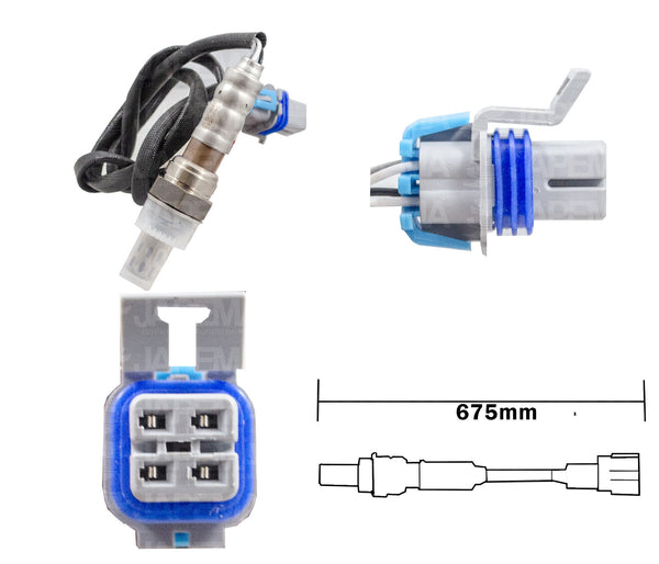 SKU13632 SENSOR DE OXIGENO DESPUES DEL CATALIZADOR 4 TERMINALES 675MM MARCA JAPEMA