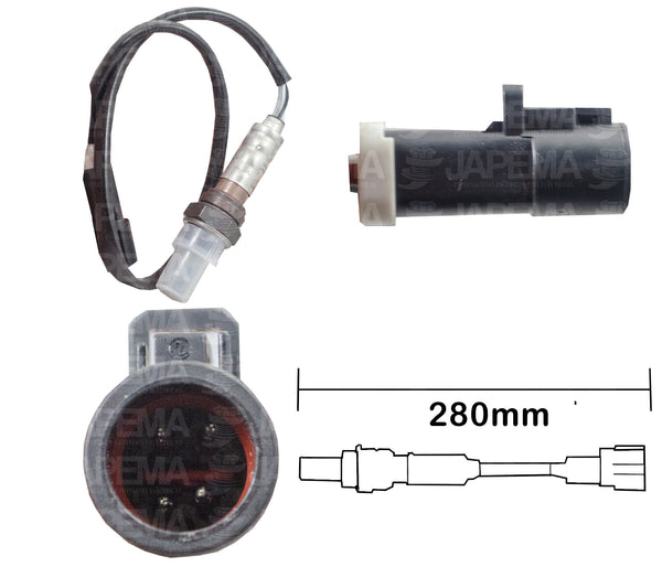 SKU8012 SENSOR DE OXIGENO (OS) 4 TERMINALES 280MM LARGO MARCA JAPEMA