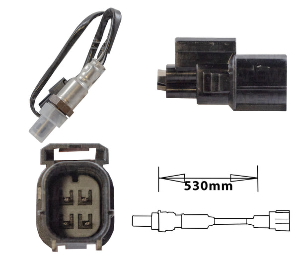 SKU1314 SENSOR DE OXIGENO ANTES DEL CATALIZADOR 4 TERMINALES 530MM MARCA JAPEMA