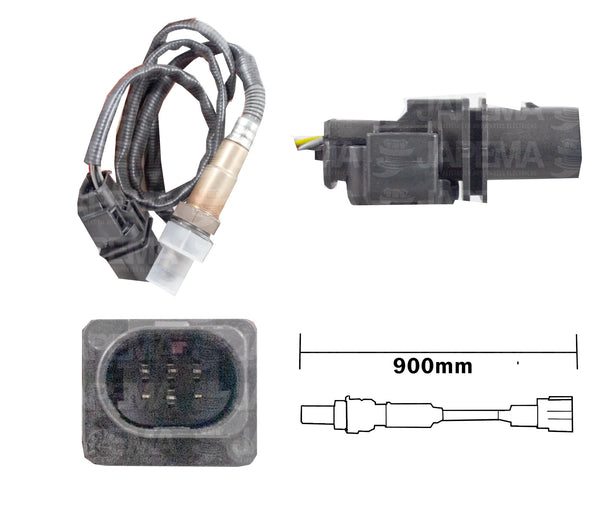 SKU12909 SENSOR DE OXIGENO (OS) ANTES DEL CATALIZADOR 6 TERMINALES 900MM MARCA JAPEMA BMW