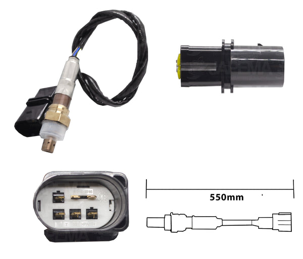 SKU10960 SENSOR DE OXIGENO ANTES DEL CATALIZADOR 6 TERMINALES 5 CABLES 550MM MARCA JAPEMA