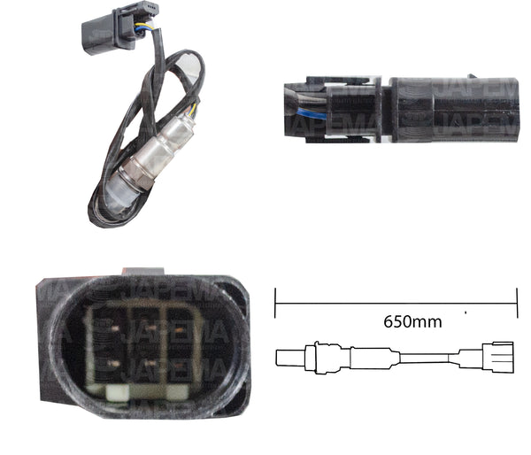 SKU1276 SENSOR DE OXIGENO ANTES DEL CATALIZADOR 6 TERMINALES 5 CABLES 650MM MARCA JAPEMA
