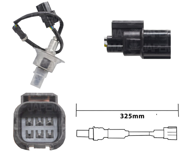 SKU10694 SENSOR DE OXIGENO ANTES DEL CATALIZADOR 325MM 5 TERMINALES MARCA JAPEMA
