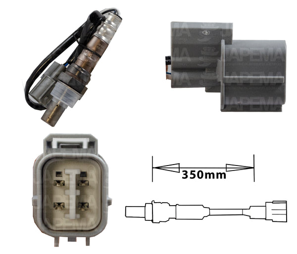 SKU1334 SENSOR DE OXIGENO ANTES DEL CATALIZADOR 4 TERMINALES 350MM MARCA JAPEMA
