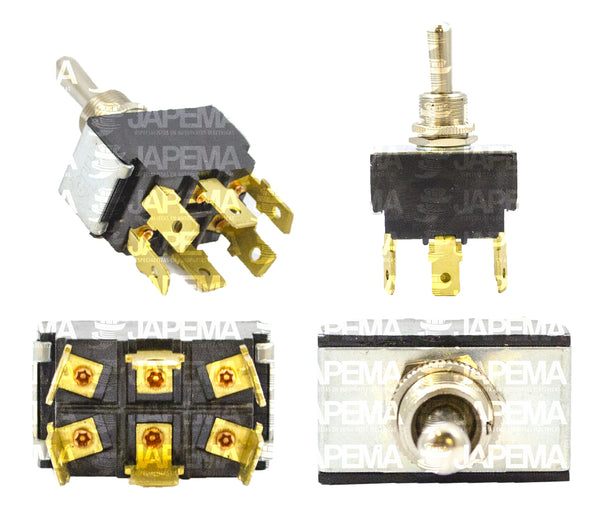 SKU11615 INTERRUPTOR DE PALANCA MOMENTANEO 2 PASOS 6 TERMINALES MACHO CALIDAD JAP