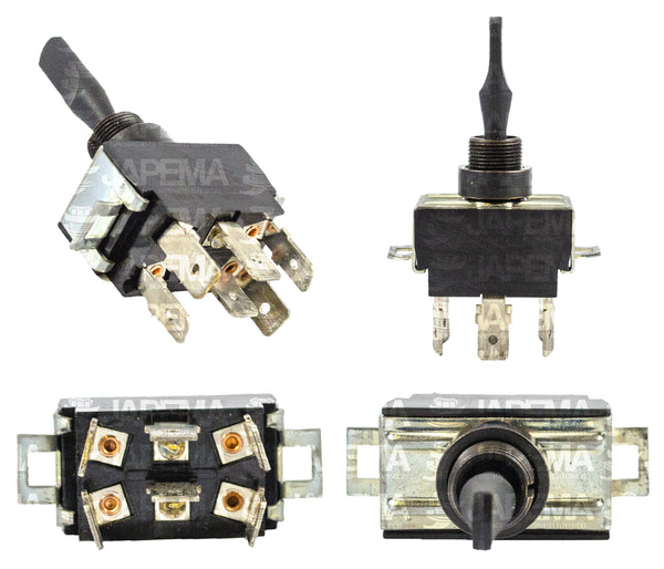 SKU8220 INTERRUPTOR DE PALANCA MOMENTANEO 2 PASOS 6 TERMINALES MACHO CALIDAD JAP