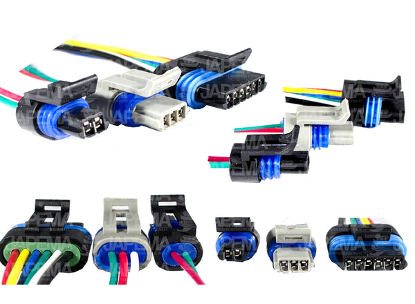 SKU7886 CONECTOR KIT 3 PIEZAS  2, 3 Y 6 TERMINALES HEMBRA MARCA ECONOMICA