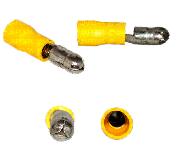 SKU10106 TERMINALITA AMARILLA MACHO REDONDA .195 CABLE 10-12 MARCA JAPEMA