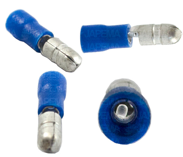 SKU8946 TERMINALITA MACHO REDONDA .180in / 4.5mm AZUL CABLE 14-16 MARCA JAPEMA