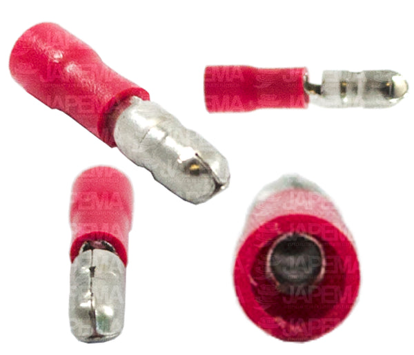 TERMINALITA ROJA MACHO REDONDA .157in / 4mm  CABLE 18-22 MARCA JAPEMA
