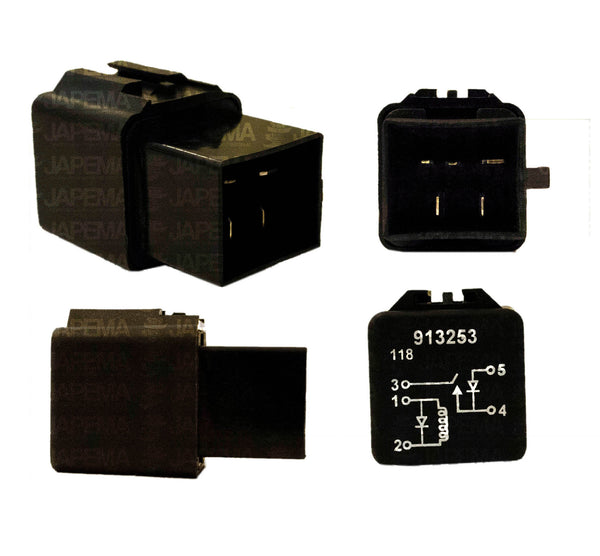 SKU7576 RELEVADOR 5 TERMINALES 12V 30AMP  MOTOVENTILADOR MARCA JAPEMA