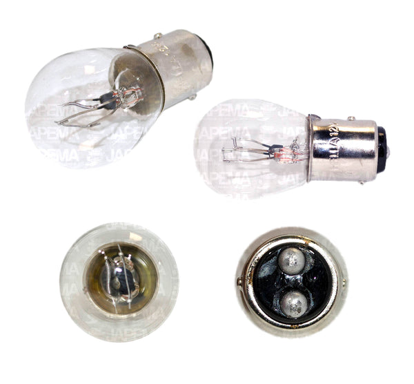 SKU5913 FOCO INCANDESCENTE 1157 / 1034 12V 27/9W BAY15d S8 2FILAM 2POLOS PATAS DISPAREJAS FOCO MARCA ECONOMICA