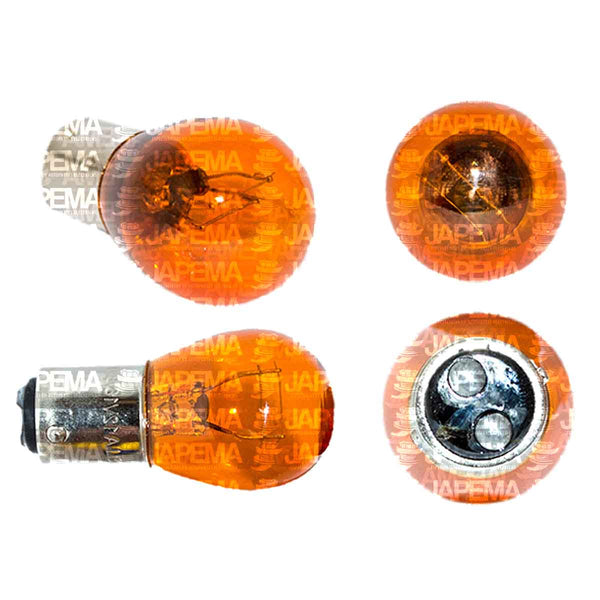 SKU6986 FOCO INCANDESCENTE 1176 AMBAR 12V 16/8W BA15d S8 2FILAMENTOS 2POLOS PATAS PAREJAS MARCA ECONOMICA