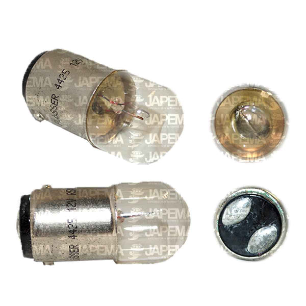 FOCO INCANDESCENTE 4425 12V 5W BA15d G18.5 37.5MM 1FILAMENTO 2POLOS PATAS PAREJAS FOCO MARCA USA