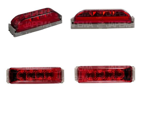 SKU9104 LUZ POSICION LED RECTANGULAR 1" COLOR ROJO 12V 4 LEDS MARCA ECONOMICA