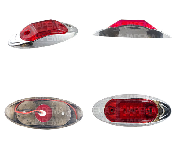 SKU9616 LUZ POSICION LED OVALADA 1" COLOR ROJO BASE CROMADA MARCA JAPEMA