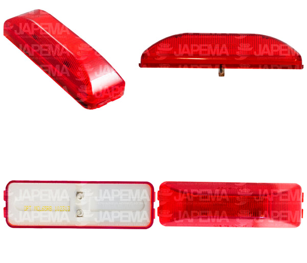 SKU6995 MICA REPUESTO LED RECTANGULAR 4" COLOR ROJA 12V 2 LEDS MARCA JAPEMA