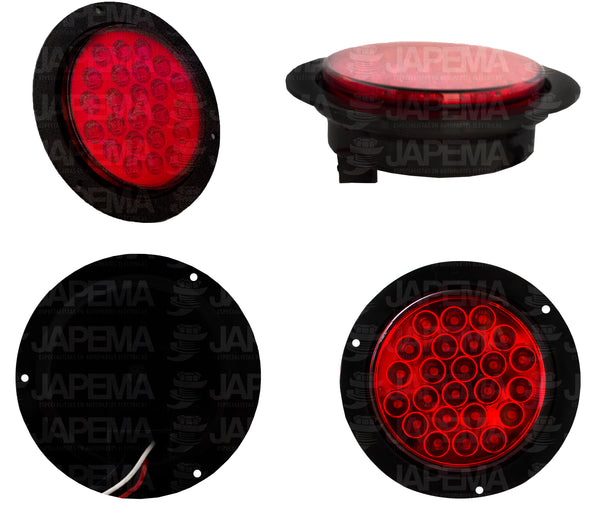 SKU6442 PLAFON LED REDONDO ATORNILLABLE 4" COLOR ROJO 12V-24V 24 LEDS MARCA ECONOMICA