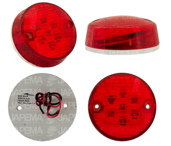 SKU9102 LUZ POSICION LED REDONDO 3" COLOR ROJA 12V-24V MARCA ECONOMICA