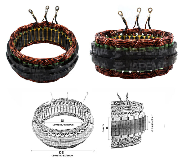 SKU5430 ESTATOR ALTERNADOR DELCO 15SI 12V 108AMP MARCA JAPEMA