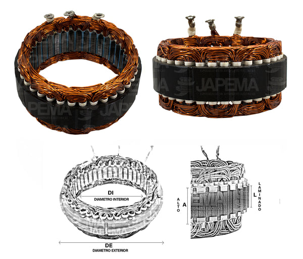 SKU3424 ESTATOR ALTERNADOR DELCO 30SI 24-32V 60AMP MARCA JAPEMA