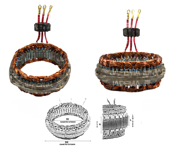 SKU735 ESTATOR ALTERNADOR DELCO 30SI 12V 90AMP MARCA JAPEMA