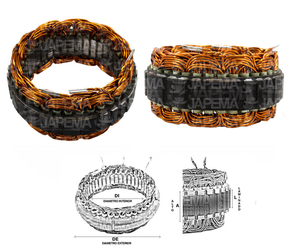 SKU2942 ESTATOR ALTERNADOR DELCO CS121 12V 74AMP MARCA JAPEMA