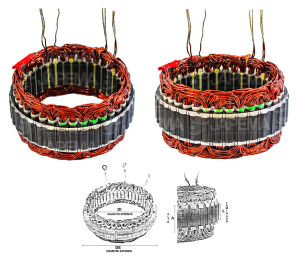 SKU10382 ESTATOR ALTERNADOR HITACHI 12V 70AMP 4 TERMINALES MARCA JAPEMA
