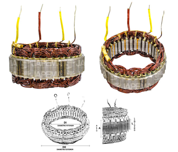 SKU10268 ESTATOR ALTERNADOR HITACHI 12V 65AMP MARCA JAPEMA