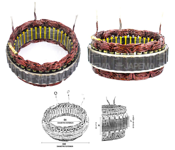 SKU5568 ESTATOR ALTERNADOR HITACHI 12V 70AMP MARCA JAPEMA