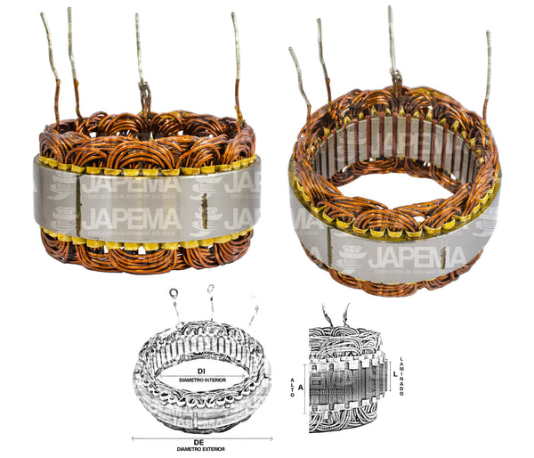 SKU752 ESTATOR ALTERNADOR NIPPONDENSO 12V 58AMP MARCA JAPEMA