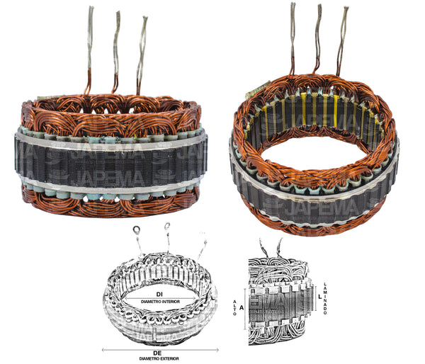 SKU7612 ESTATOR ALTERNADOR MITSUBISHI / MANDO 12V 50-70AMP MARCA JAPEMA