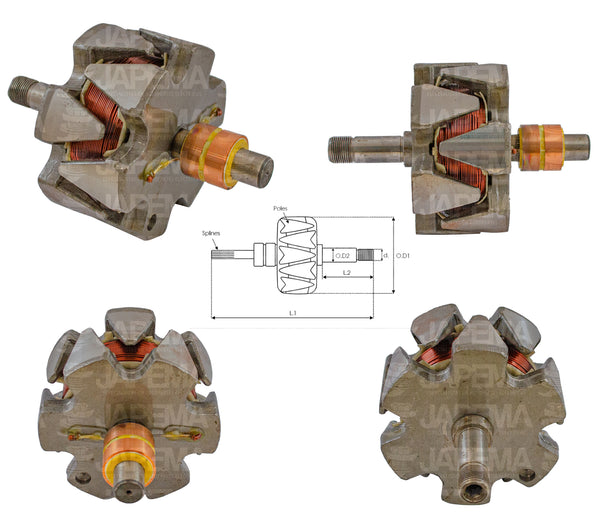 SKU7824 ROTOR ALTERNADOR DELCO 15SI, 17SI 12V 70AMP-120AMP  MARCA JAPEMA