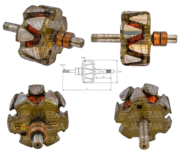 SKU8370 ROTOR ALTERNADOR DELCO 17SI 12V 120AMP MARCA JAPEMA