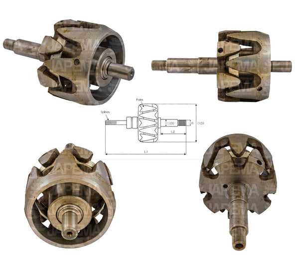 SKU5487 ROTOR ALTERNADOR DELCO 20SI 12-24V MARCA JAPEMA