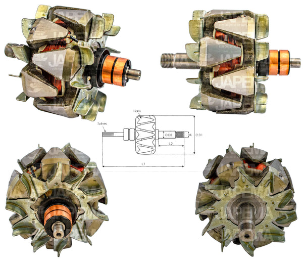 SKU9879 ROTOR ALTERNADOR HITACHI 12V 110AMP MARCA JAPEMA