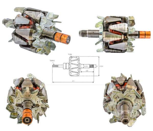 SKU4905 ROTOR ALTERNADOR NIPPONDENSO 12V 30-45AMP MARCA JAPEMA