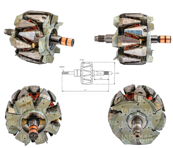 SKU13078 ROTOR ALTERNADOR NIPPONDENSO 12V 160AMP MARCA JAPEMA