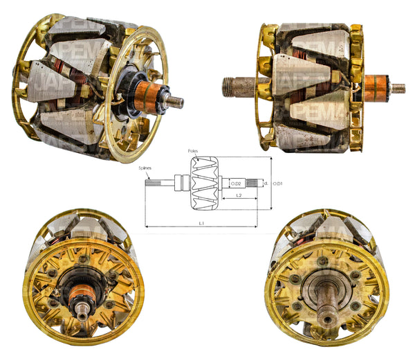 SKU4299 ROTOR ALTERNADOR MITSUBISHI 12V 130AMP MARCA JAPEMA