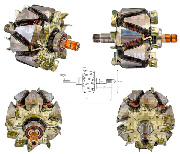SKU3968 ROTOR ALTERNADOR VALEO 12V 125AMP MARCA JAPEMA