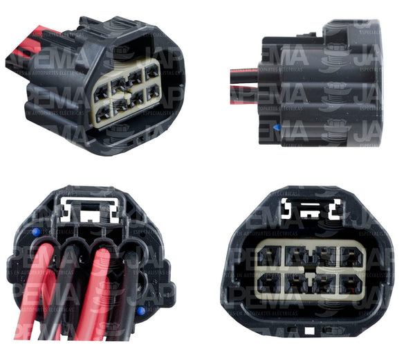 SKU6754 CONECTOR / ARNES 8 TERMINALES LUCES TRASERAS CHEVROLET, GMC, MOTOR VENTANA ELECTRICA FORD