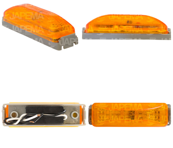 SKU12869 LUZ POSICION LED RECTANGULAR 1" COLOR AMBAR 12V 8 LEDS DESTELLO MARCA JAPEMA