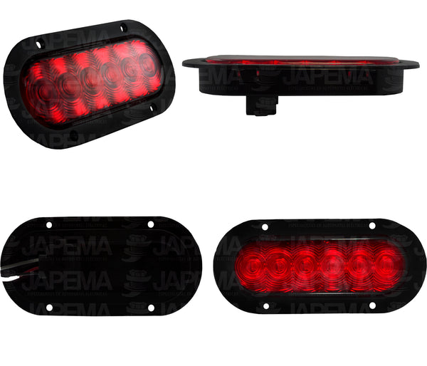 SKU634 PLAFON LED OVALADO ATORNILLABLE 3" COLOR ROJO 12V-24V 6 LEDS MARCA JAPEMA