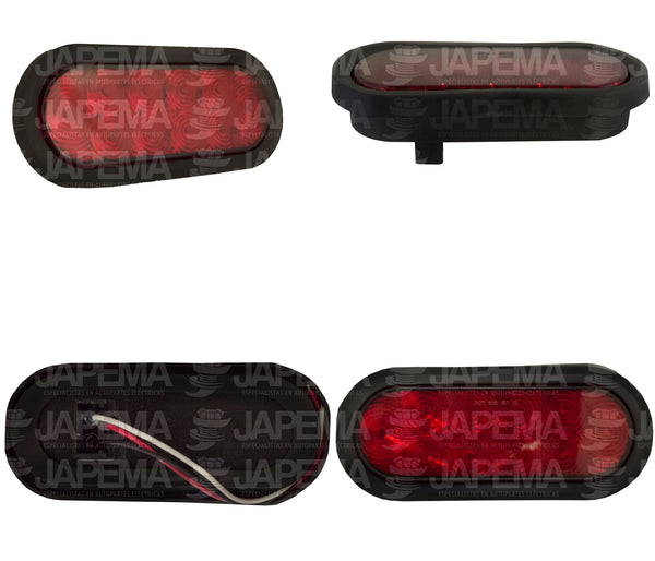 SKU636 PLAFON LED OVALADO DE EMBUTIR 2" COLOR ROJO 12V-24V 10 LEDS MARCA JAPEMA