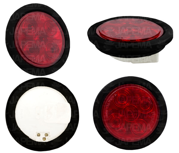 SKU406 PLAFON LED REDONDO 4" COLOR ROJO 12V-24V 5 LEDS MARCA ECONOMICA