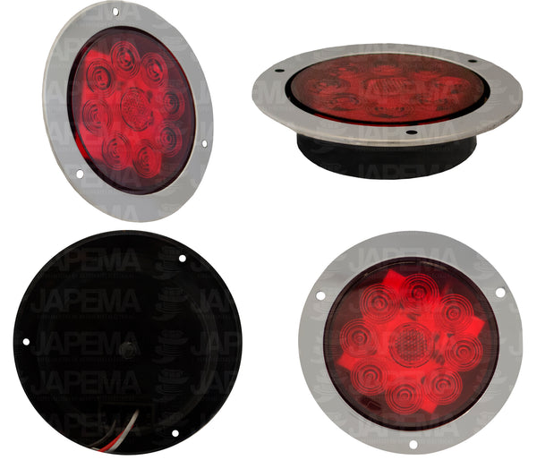 SKU13451 PLAFON LED REDONDO ATORNILLABLE 4" COLOR ROJO BISEL CROMADO 12 LEDS MARCA ECONOMICA