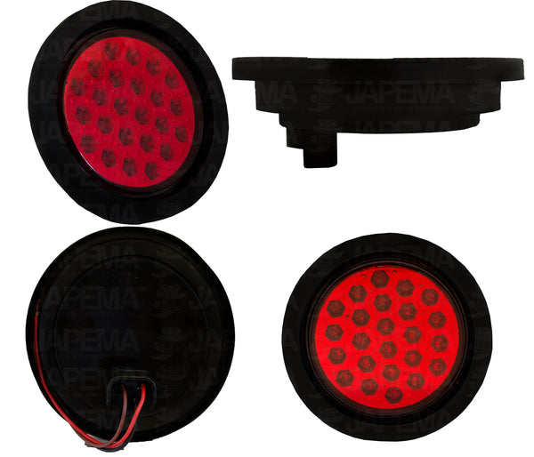 SKU7106 PLAFON LED REDONDO 4" COLOR ROJO 12V 24 LEDS MARCA ECONOMICA