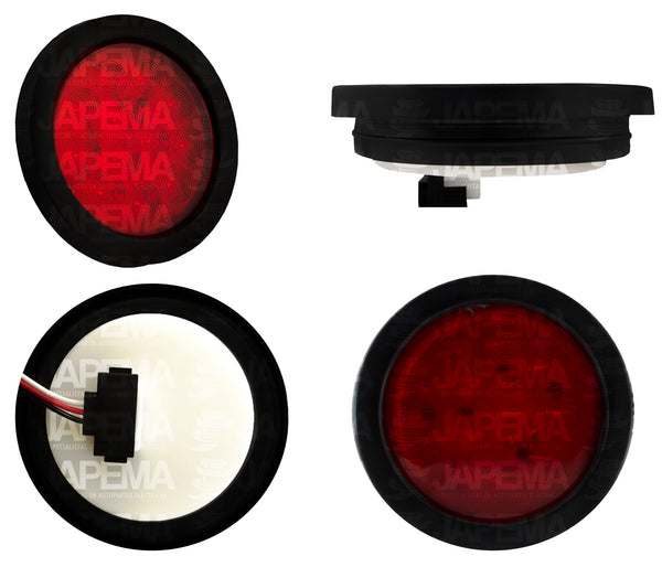 SKU6268 PLAFON LED REDONDO 4" COLOR ROJO 12-24 12 LEDS MARCA JAPEMA